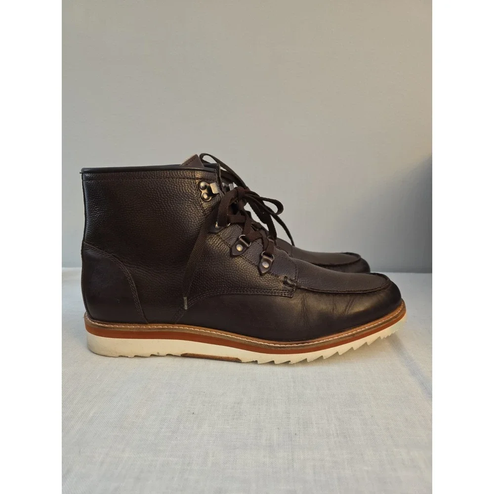 Vintage Foundry Moc Toe Boots Shoes Men's 13 Brown Pebbled Leather